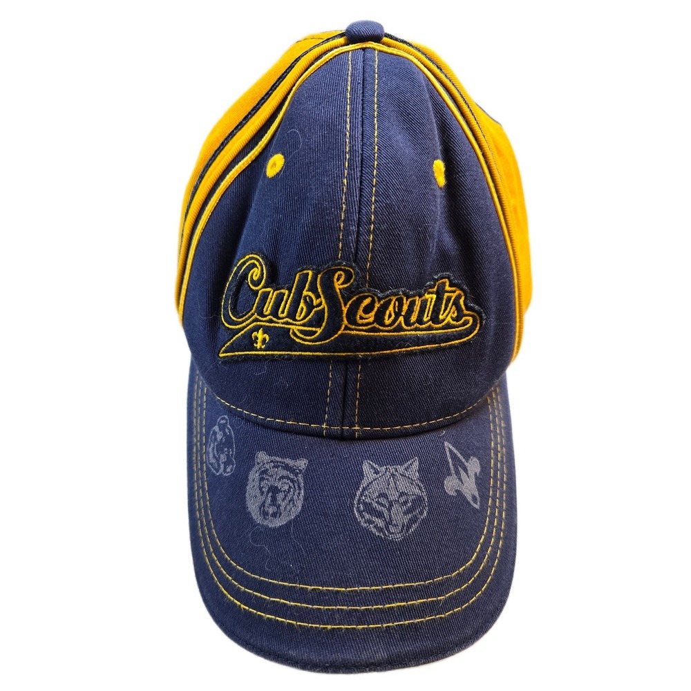 Cub Scouts Hat Kids Navy Blue Yellow Cotton Adjustable Baseball Cap BSA Logo